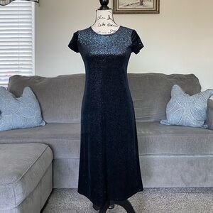 Vintage Amy Byer black sparkle velvet midi dress